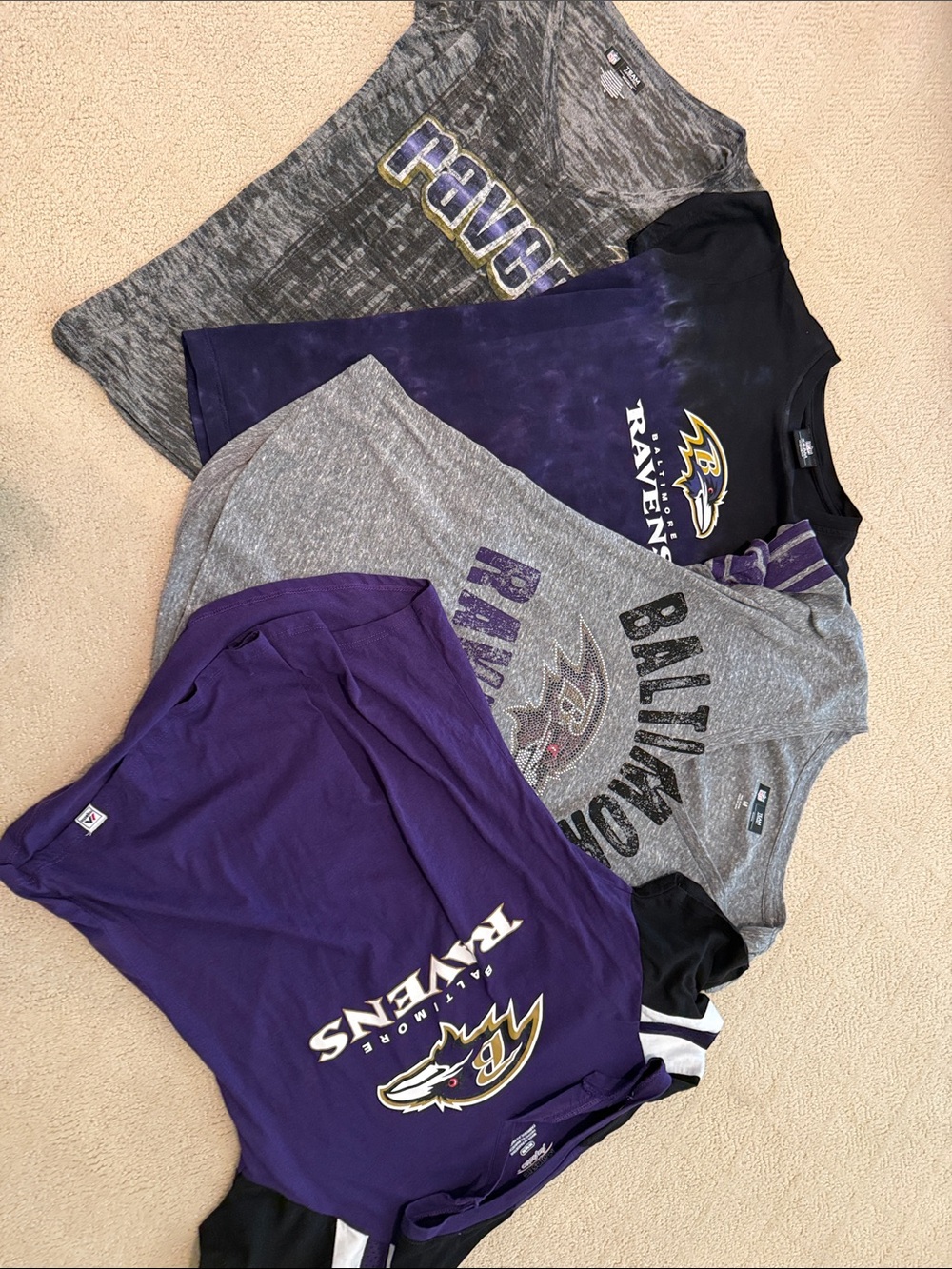 Ladies Baltimore Ravens Purple & Gray Team T-Shirt. Bundle